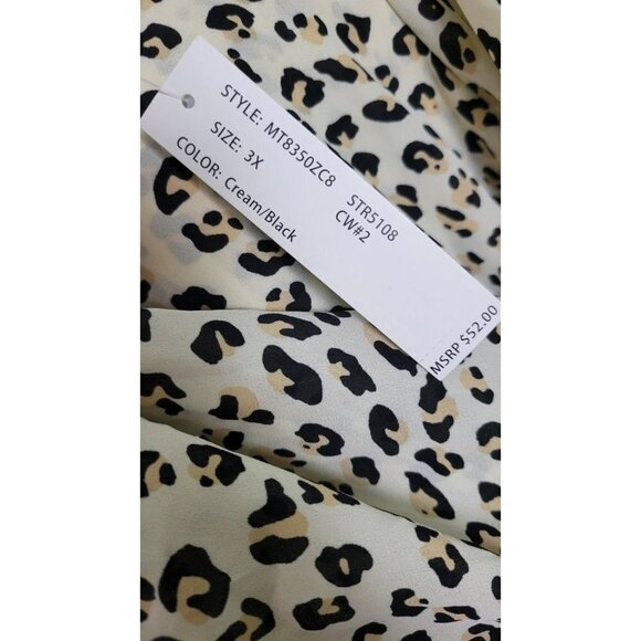 NEW Zac & Rachel Blouse animal print V-neck 3X Plus semi-sheer hi-low hem NWT - Picture 5 of 10